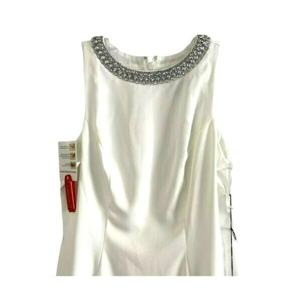 Mac Duggal White Mini Formal Dress Rhinestones Evening Wedding Sheath NWT Sz 8 - Picture 8 of 10